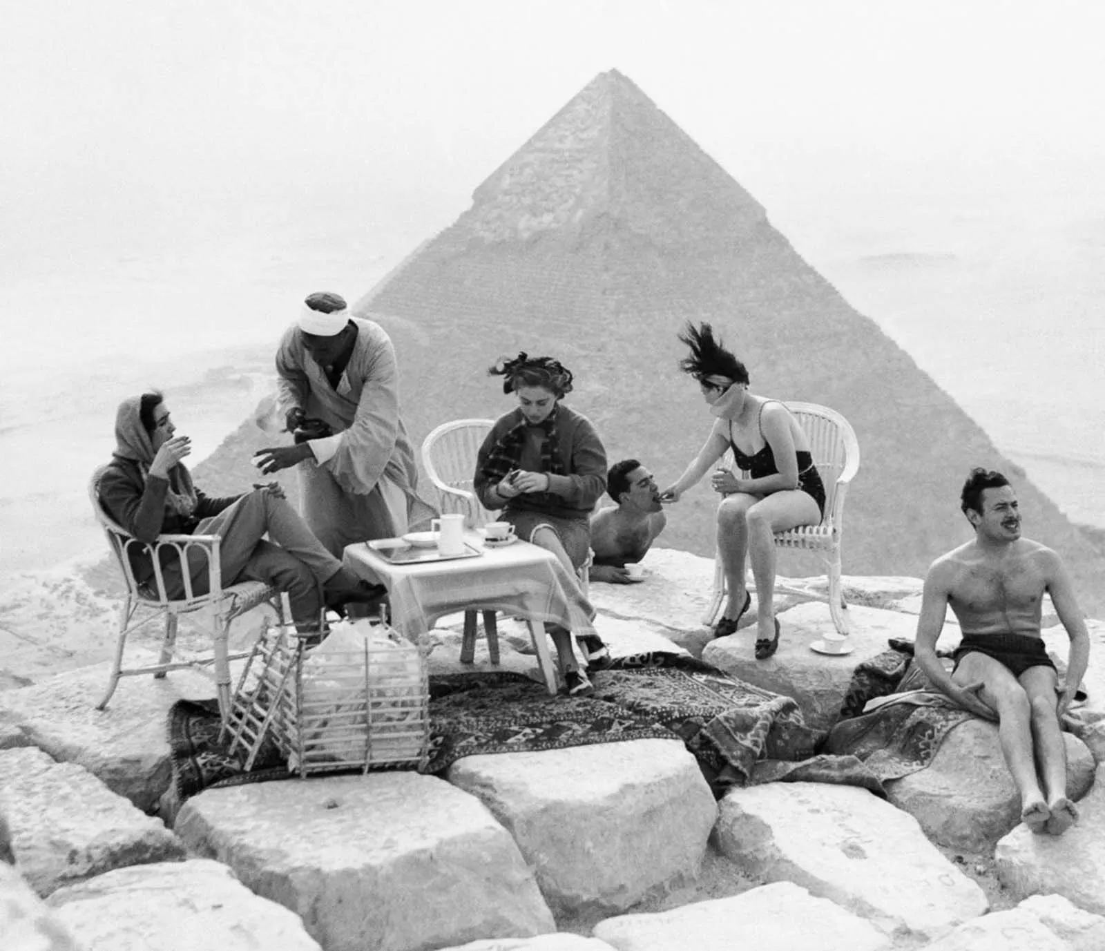 Giza Pyramids Early Tourists View